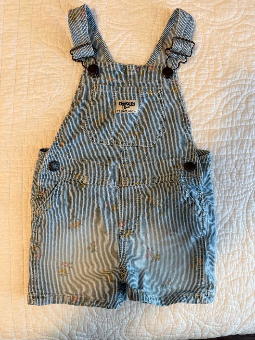 Osh Kosh Shortall Girls Blur and White Stripe with Floral